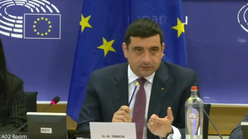 video george simion in parlamentul european calin georgescu este detinut politic romania este republica bananiera 6acf82e79441f